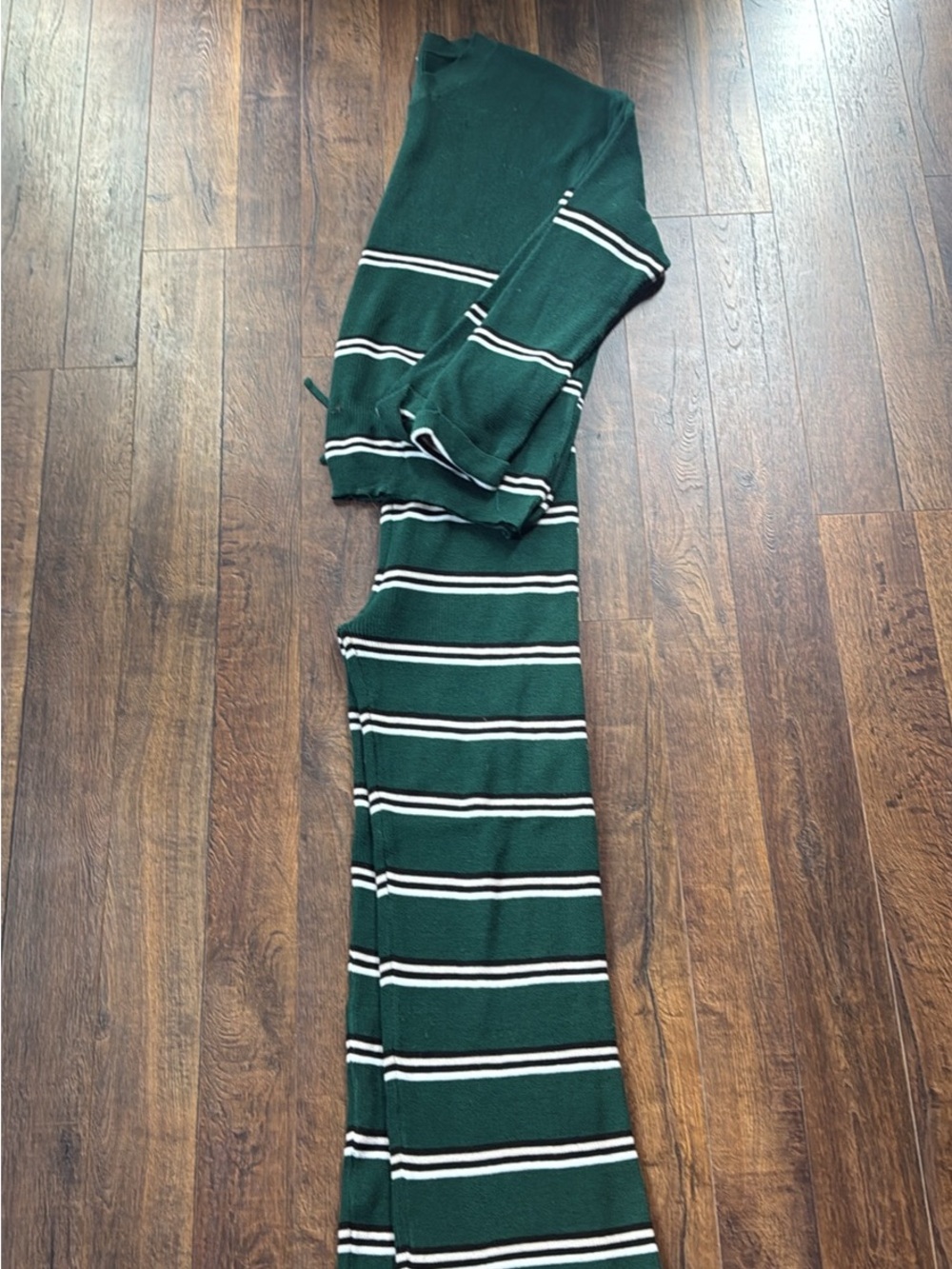 Striped Green Wide-Leg Jumpsuit